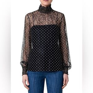 Akris Punto Polka Dot Lace Blouse size 10